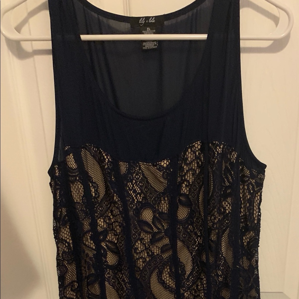 NWOT Lily & Lola sz XL junior lacy blue dress
